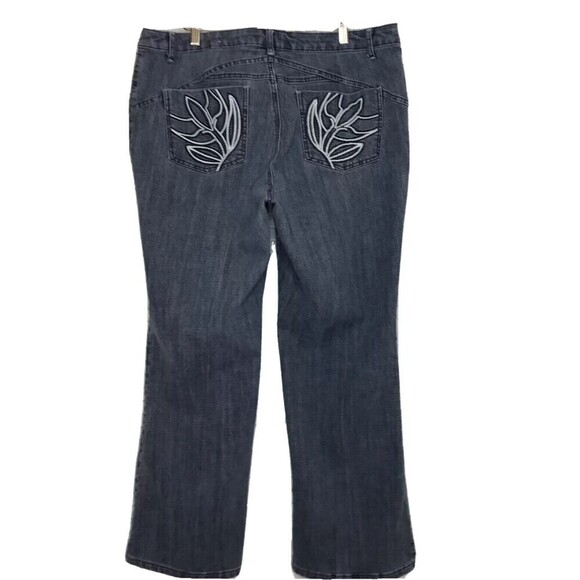 Venezia Womens SZ 18 Mid Rise Jeans Embroidered Stretch Gray‎ Casual Flare FLAWS - Picture 2 of 11